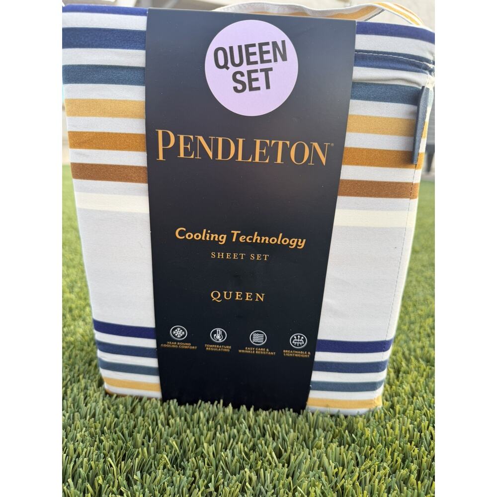 Pendleton Queen Sheet Set Westland Stripe Cooling Multi Color 4pc NEW